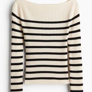 Rib-knit Boat-neck Top
